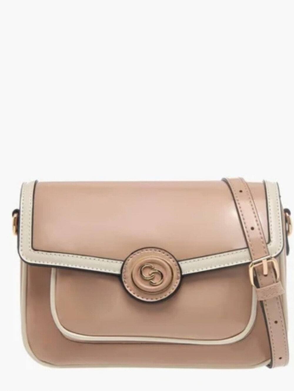 Celeste Solid Crossbody Bag with Detachable Strap and Flap Closure